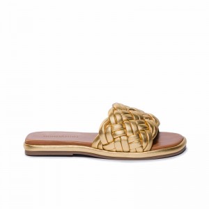 Bernardo Troy Woven Slidesandaler Dame Guld | VQP3238RY