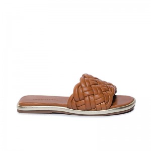 Bernardo Troy Woven Slidesandaler Dame Mørkebrune | EVT4291TJ