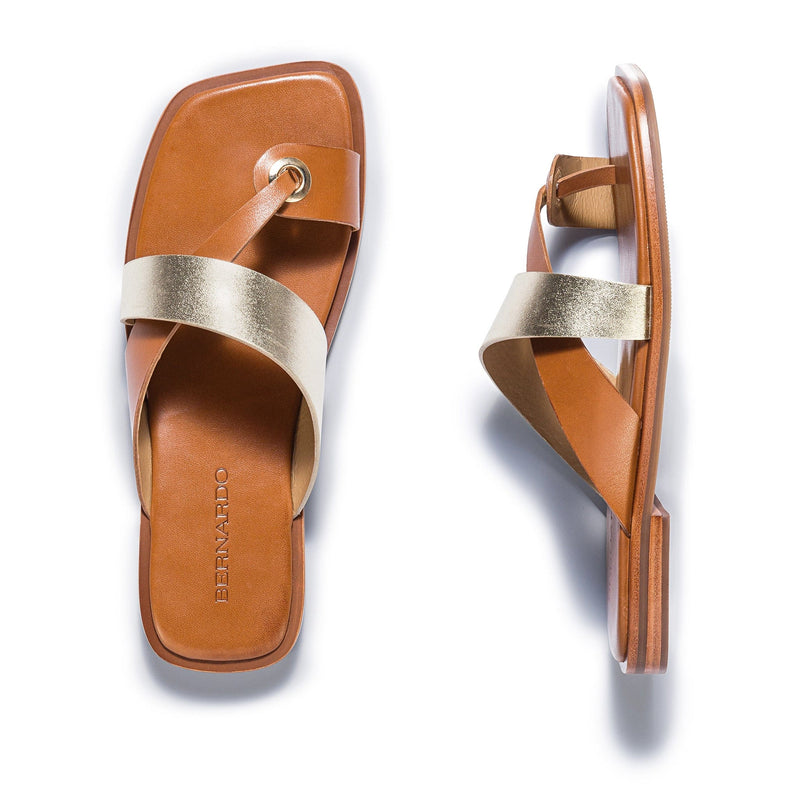 Bernardo Amelia Cross Strap Slidesandaler Dame Guld Brune | SOL7342FH