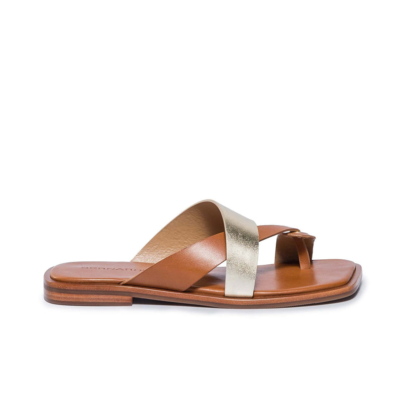 Bernardo Amelia Cross Strap Slidesandaler Dame Guld Brune | SOL7342FH