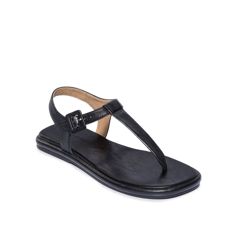 Bernardo Tucson T-Strap Flade Sandaler Dame Sort | RNK5021AY