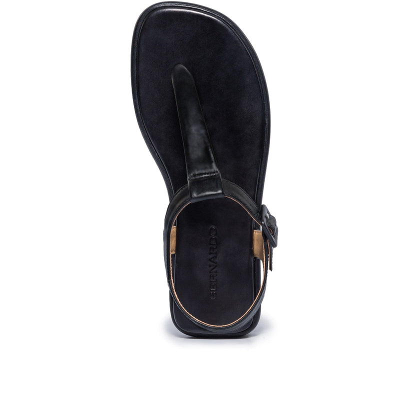 Bernardo Tucson T-Strap Flade Sandaler Dame Sort | RNK5021AY