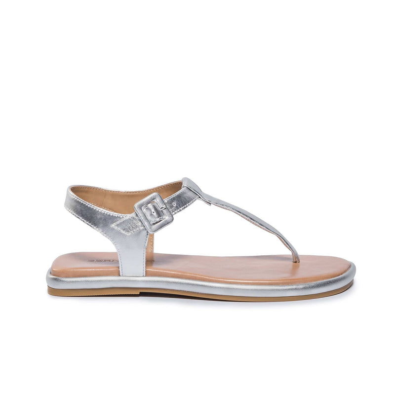 Bernardo Tucson T-Strap Flade Sandaler Dame Sølv | UNF3967MC